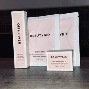 BeautyBio Bundle The Pout Sparkling Rosé Lip Serum Zenbubble Gel 2 Bright Eyes